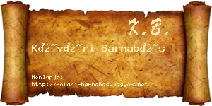 Kővári Barnabás névjegykártya